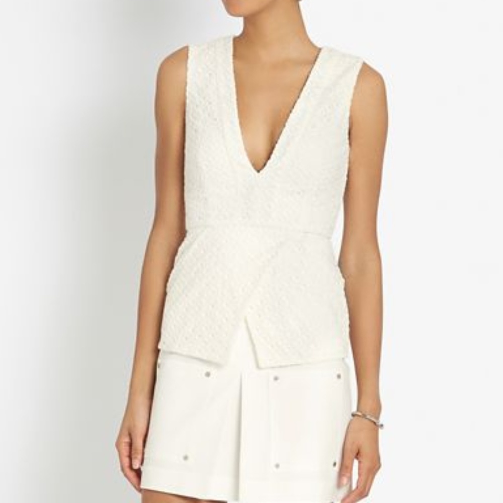 NICHOLAS White Flare Lace Geometric Top